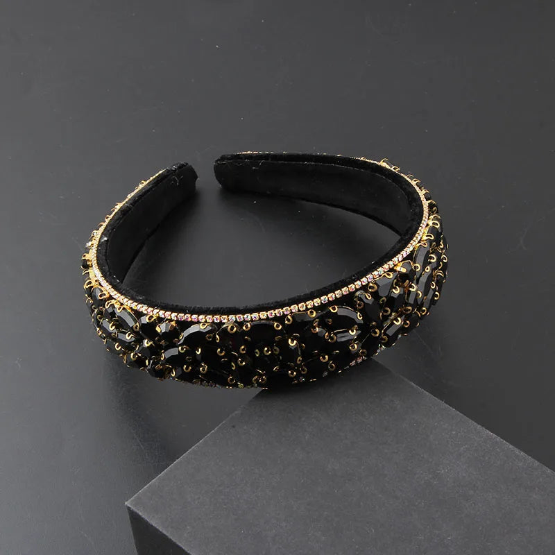 A Headwear New Fashion Baroque Fleece Full Rhinestone Gorgeous Hair Hoop Ladies Elegant and Beautiful Hair Accessories 864