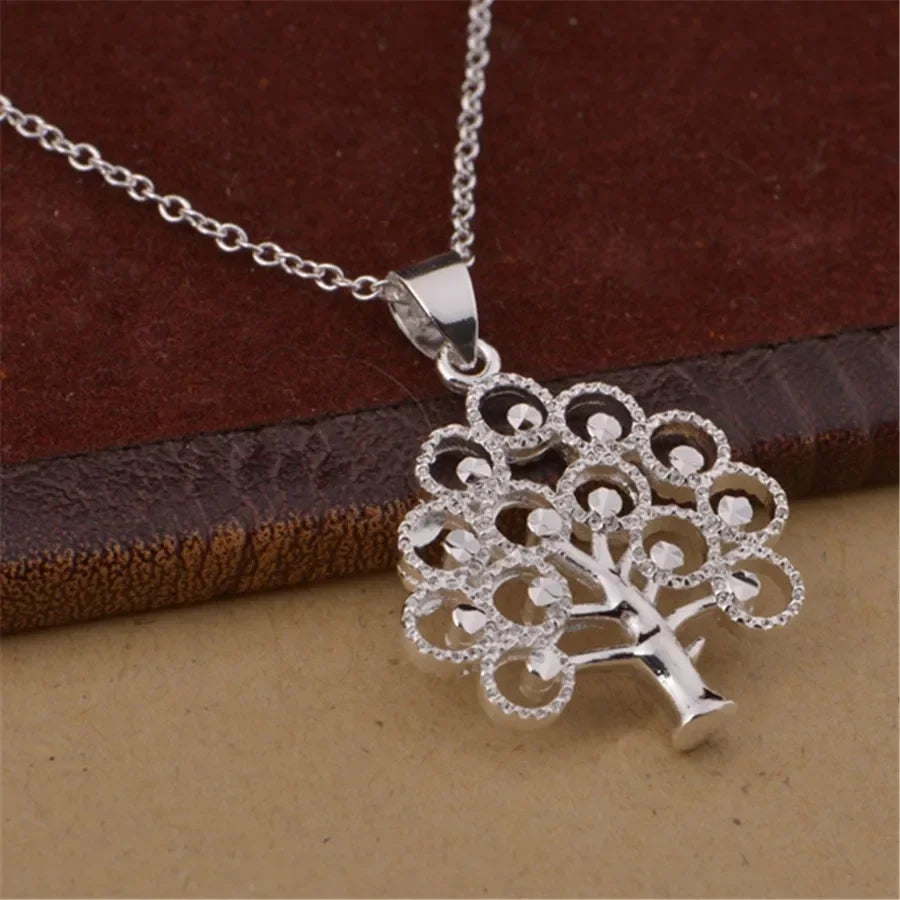 New promotion silver color for women lady cute nice jewelry beautiful elegant shiny Christmas Tree CZ necklace classic