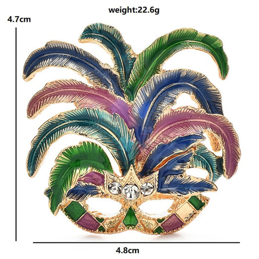 New Design Feather Face Brooches Pins For Women Lady Beautiful Enamel Art Facepiece Party Casual Brooch Pins Gifts
