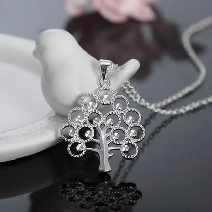 New promotion silver color for women lady cute nice jewelry beautiful elegant  shiny Christmas Tree CZ necklace classic