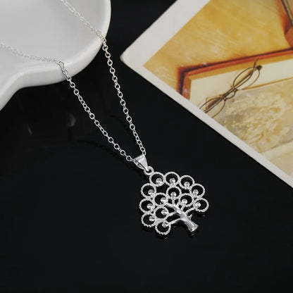 New promotion silver color for women lady cute nice jewelry beautiful elegant  shiny Christmas Tree CZ necklace classic