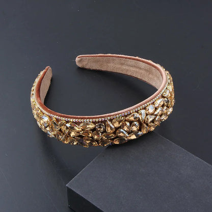 A Headwear New Fashion Baroque Fleece Full Rhinestone Gorgeous Hair Hoop Ladies Elegant and Beautiful Hair Accessories 864