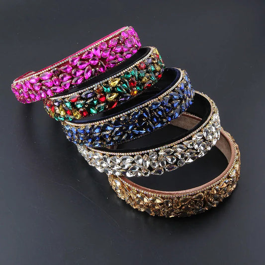A Headwear New Fashion Baroque Fleece Full Rhinestone Gorgeous Hair Hoop Ladies Elegant and Beautiful Hair Accessories 864