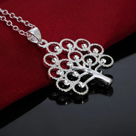 New promotion silver color for women lady cute nice jewelry beautiful elegant  shiny Christmas Tree CZ necklace classic