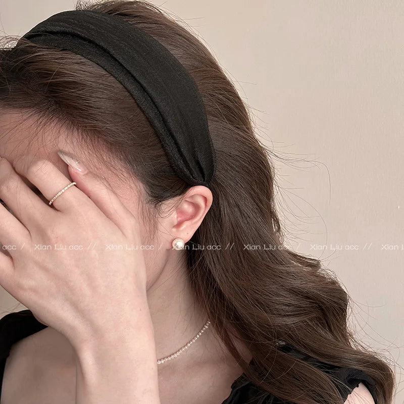 Mesh Chiffon Wide Brim Headband Women Girls Elegant Hair Hoop Beauty Makeup Headband Sweet Headdress Headwear Style Accessories
