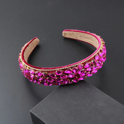 A Headwear New Fashion Baroque Fleece Full Rhinestone Gorgeous Hair Hoop Ladies Elegant and Beautiful Hair Accessories 864