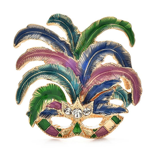 New Design Feather Face Brooches Pins For Women Lady Beautiful Enamel Art Facepiece Party Casual Brooch Pins Gifts