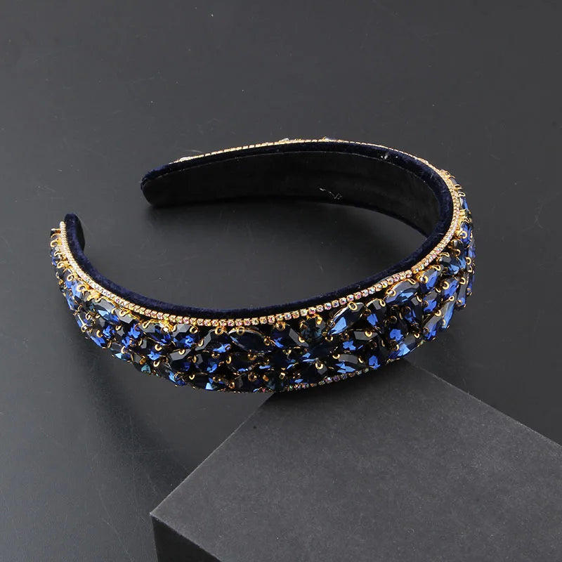 A Headwear New Fashion Baroque Fleece Full Rhinestone Gorgeous Hair Hoop Ladies Elegant and Beautiful Hair Accessories 864