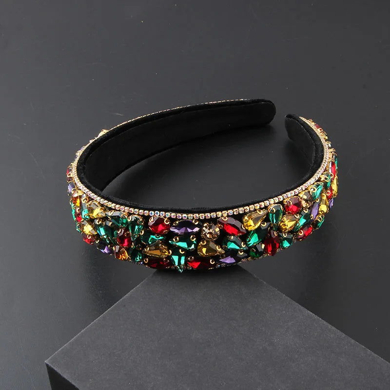 A Headwear New Fashion Baroque Fleece Full Rhinestone Gorgeous Hair Hoop Ladies Elegant and Beautiful Hair Accessories 864